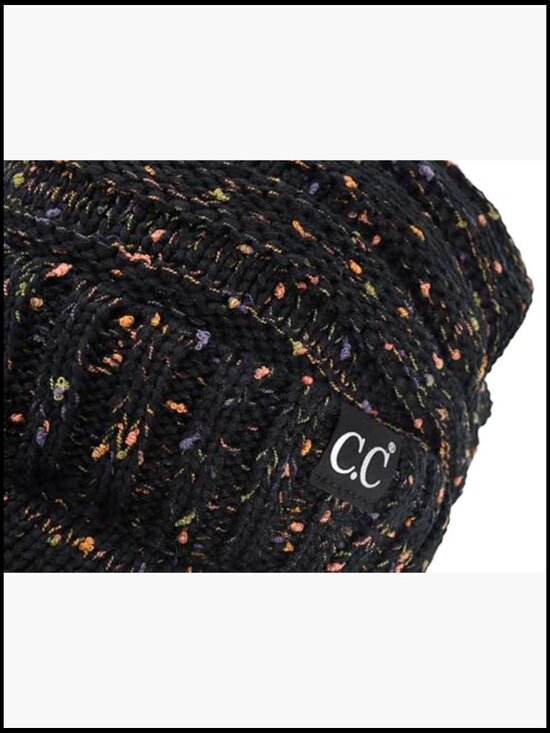 Oversized Chunky Ribbed Slouchy Knit Hat with Visor Brim - Acrylic Cable-Knit main image 6